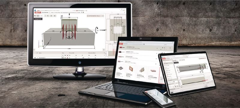 PROFIS Engineering Suite - Logiciel de dimensionnement structurel Logiciel de dimensionnement du chevillage pour l'ingénierie structurelle avec codes et homologations, calculs par méthode des éléments finis basée sur les composants et différentes méthodes de fixation Applications 1