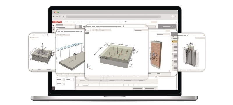 PROFIS Engineering Suite - Logiciel de dimensionnement structurel Logiciel de dimensionnement du chevillage pour l'ingénierie structurelle avec codes et homologations, calculs par méthode des éléments finis basée sur les composants et différentes méthodes de fixation Applications 1