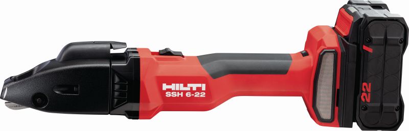 Cisaille sans fil SSH 6-22 pour métal Cisaille à double coupe sans fil pour découpes rapides dans la tôle et les profilés jusqu'à 2,5 mm│calibre 12, avec disques Hilti SSH CS incluses (plateforme de batteries Nuron)