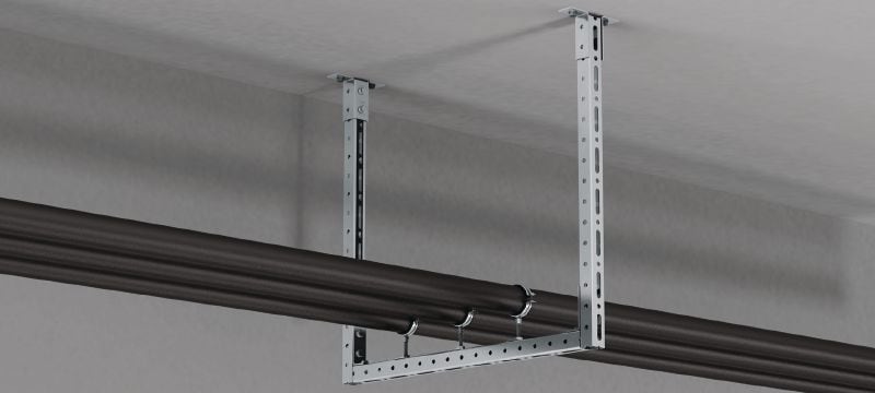 MT-B-T FL platine pour charges légères pré-assemblée Connecteur de base avec écrou et boulon Fast-Lock pré-assemblés pour l'ancrage de structures de rail d'entretoise pour charges légères au béton ou à l'acier Applications 1