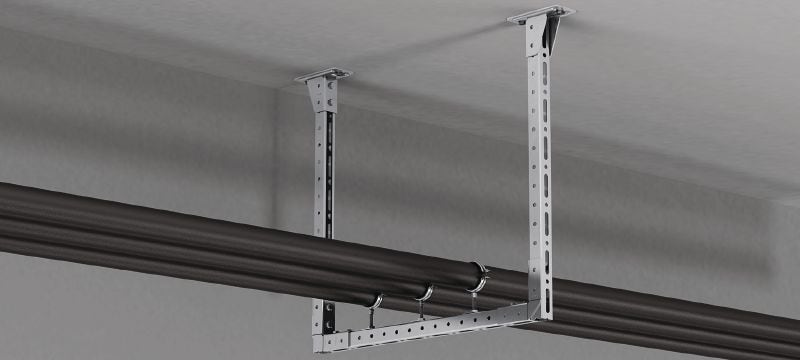 MT-B-O2 FL Platine pré-assemblée Connecteur de base avec écrou et boulon Fast-Lock pré-assemblés pour l'ancrage de structures de rail d'entretoise au béton ou à l'acier Applications 1