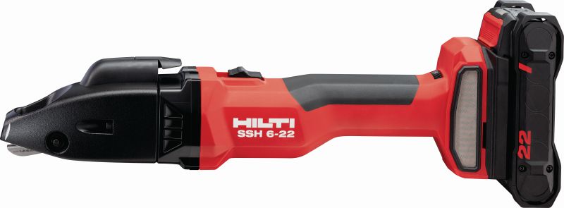 Cisaille sans fil SSH 6-22 pour métal Cisaille à double coupe sans fil pour découpes rapides dans la tôle et les profilés jusqu'à 2,5 mm│calibre 12, avec disques Hilti SSH CS incluses (plateforme de batteries Nuron)